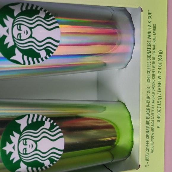 Starbucks 24 oz Tumbler Set & 6 Iced Coffee K-Cup Pods In Green Tones - Picture 3 of 7